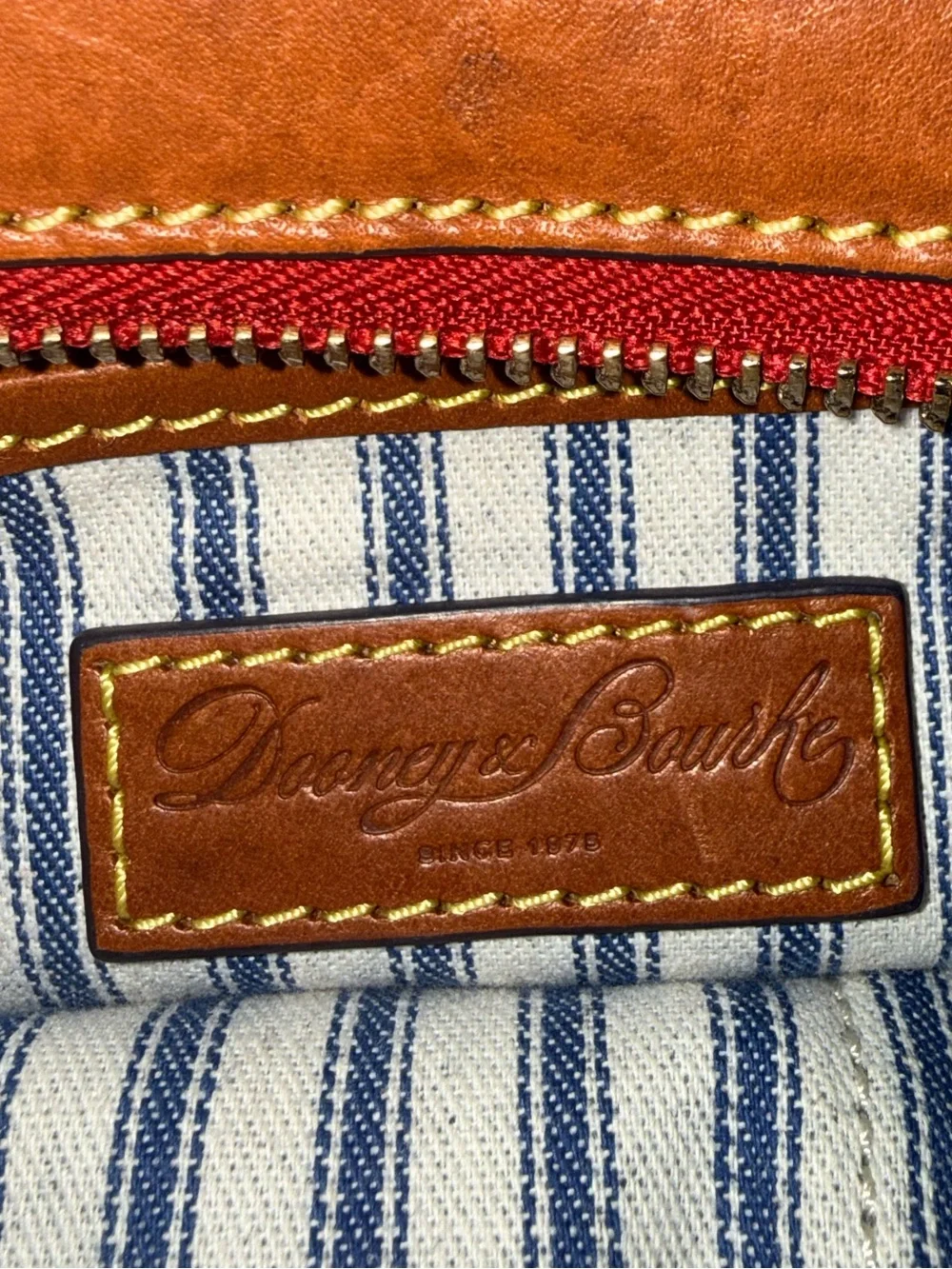 Dooney & Bourke Tan Satchel with Brown Leather Trim